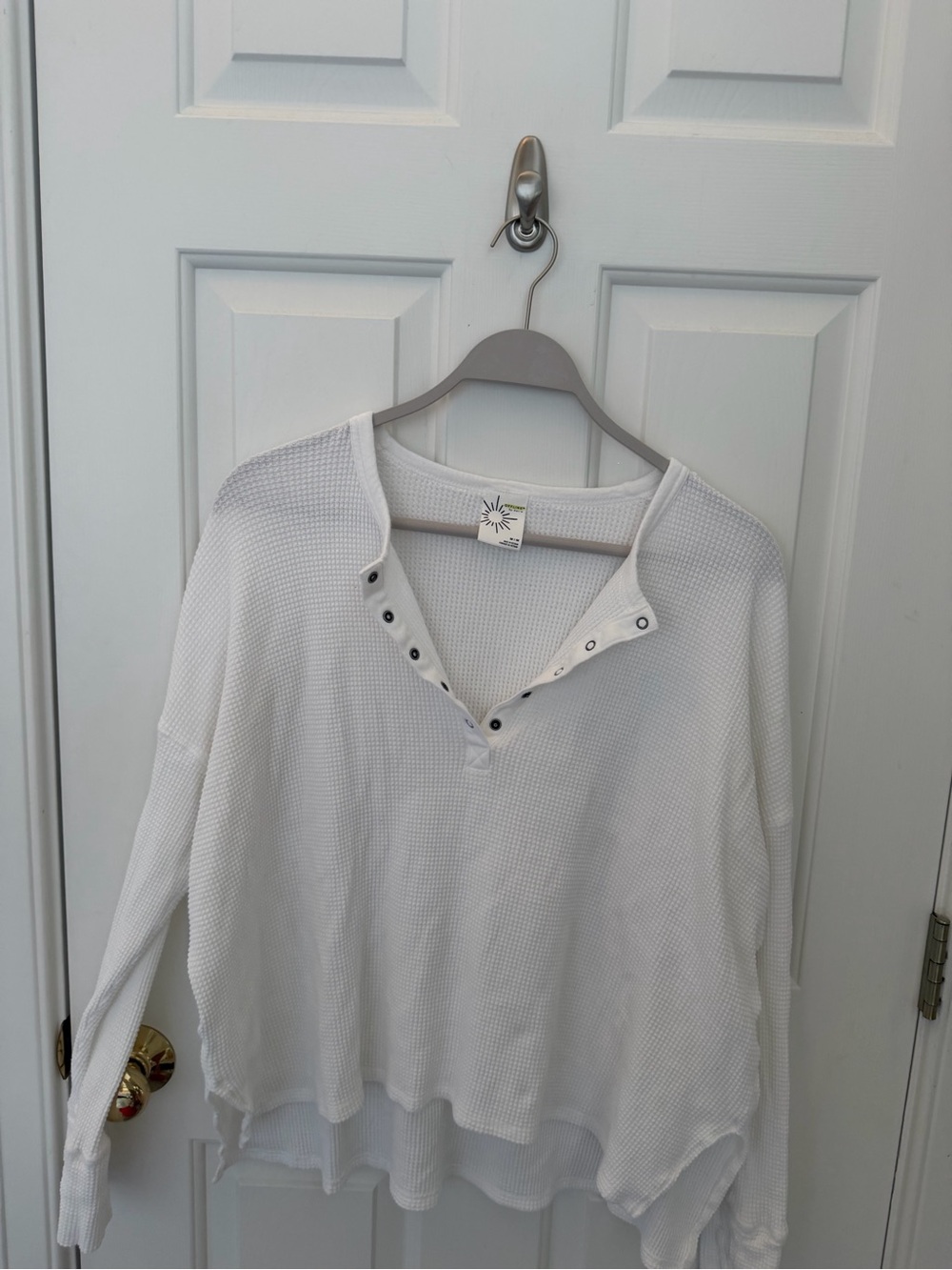 aerie White Waffle Knit Henley Top